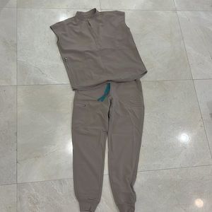 Figs Taupe Sleeveless Top and Jogger Set